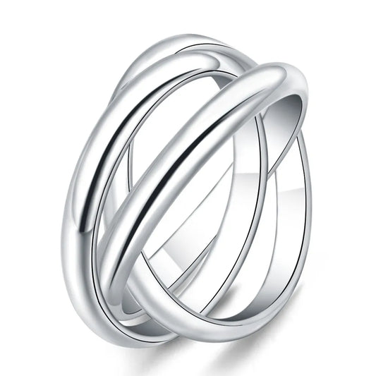 Silver Three Round Women Rings Fine Jewelry Wholesale Trending Products GaaBou Jewelry