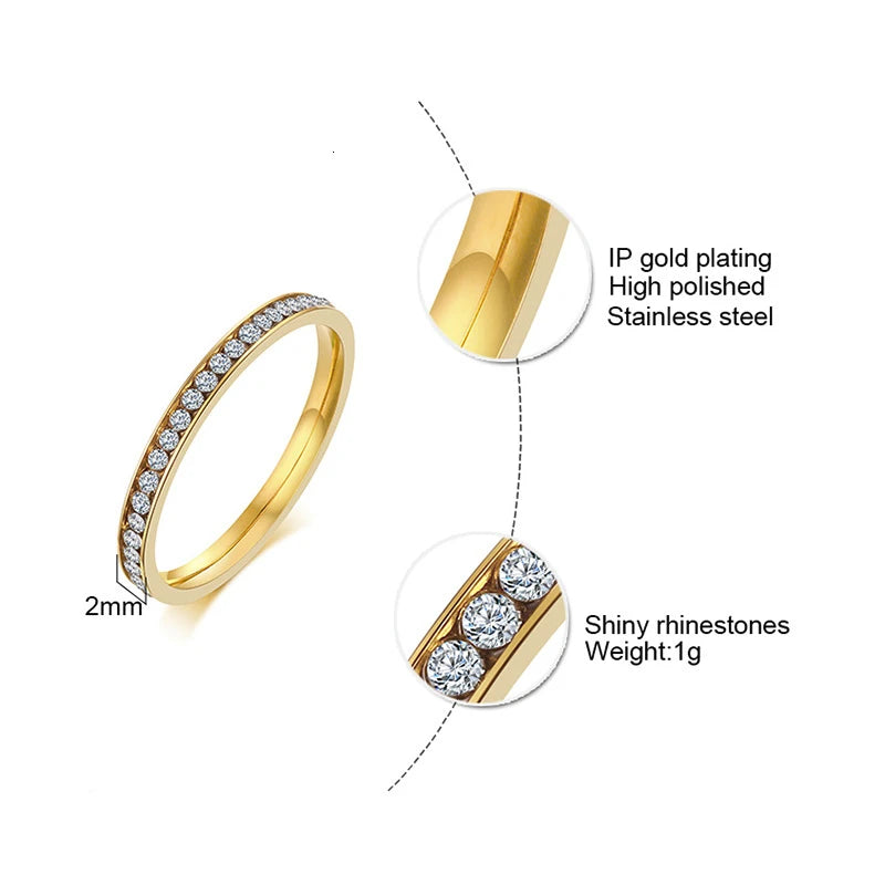 ✨ Vnox 2mm Gold-Colored Stainless Steel Ring with Bling Zircon – Elegant and Trendy 💎