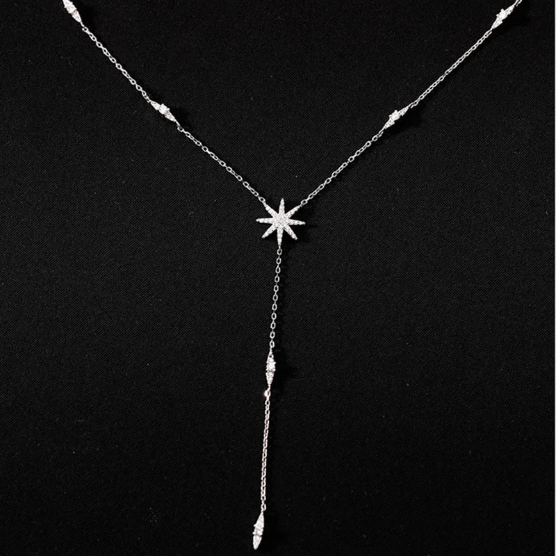 Silver Necklace With Gorgeous Delicate Multiple Stars Long Pendant Clavicle Necklace Birthday Party Gifts For Women Fashion Jewelry