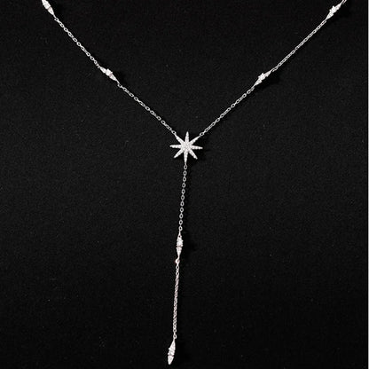 Silver Necklace With Gorgeous Delicate Multiple Stars Long Pendant Clavicle Necklace Birthday Party Gifts For Women Fashion Jewelry