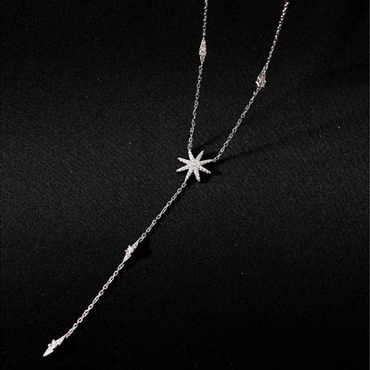 Silver Necklace With Gorgeous Delicate Multiple Stars Long Pendant Clavicle Necklace Birthday Party Gifts For Women Fashion Jewelry