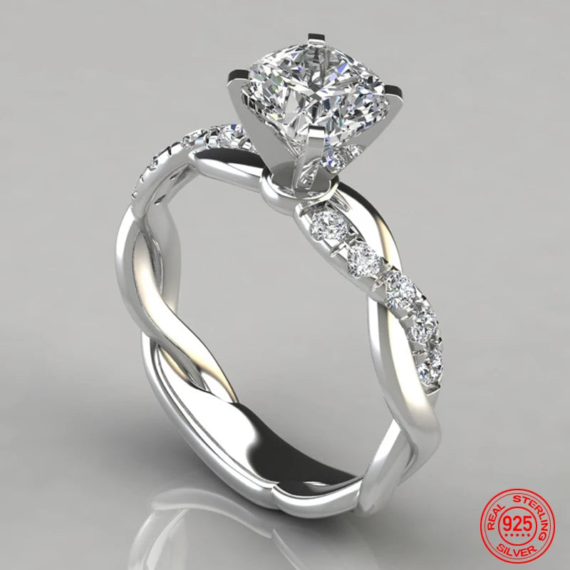 Bague en argent avec zircon cubique blanc AAA pour femme - Bijoux de mariage et cadeau de fête