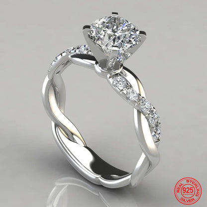 Bague en argent avec zircon cubique blanc AAA pour femme - Bijoux de mariage et cadeau de fête