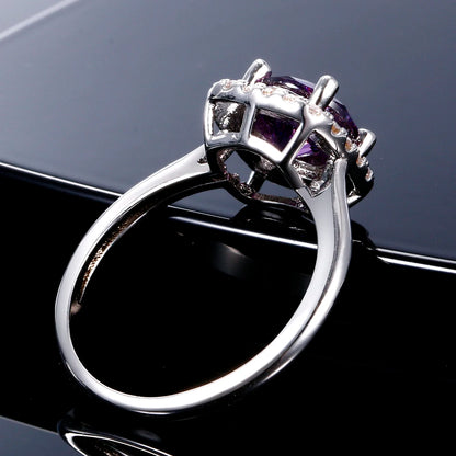 Bague en améthyste violette – Bague de fiançailles en argent pour femme