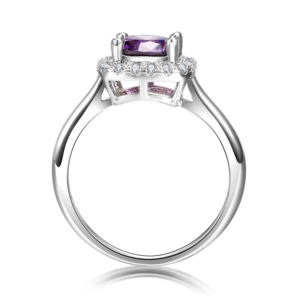 Bague en améthyste violette – Bague de fiançailles en argent pour femme