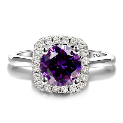 Bague en améthyste violette – Bague de fiançailles en argent pour femme