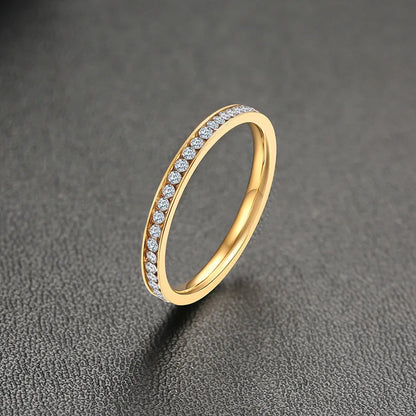 ✨ Vnox 2mm Gold-Colored Stainless Steel Ring with Bling Zircon – Elegant and Trendy 💎