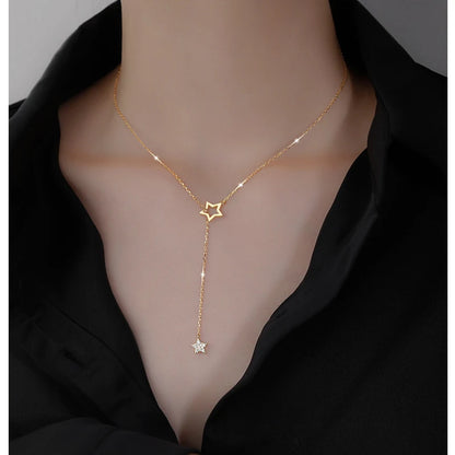 Zilveren Schattige Glanzende Ster Choker – Betoverende Ketting met Hanger voor Vrouwen | Perfect Kerstcadeau