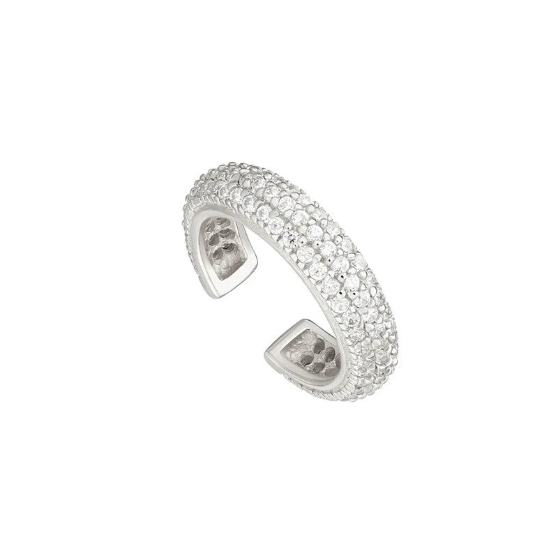 Luxe Drie Rij Zircon Steentjes C-Vorm Oor Cuff Geen Piercing Oorbellen voor Dames Meisjes Boho 925 Sterling Zilveren Clip Oorbel