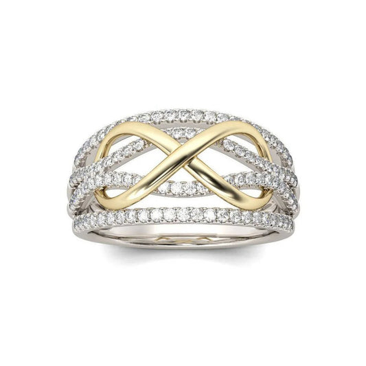 Bague d'amour infini en argent – ​​Nœud en zircone cubique radieux Lettre 8 Bijoux de promesse éternelle pour femmes et petites amies