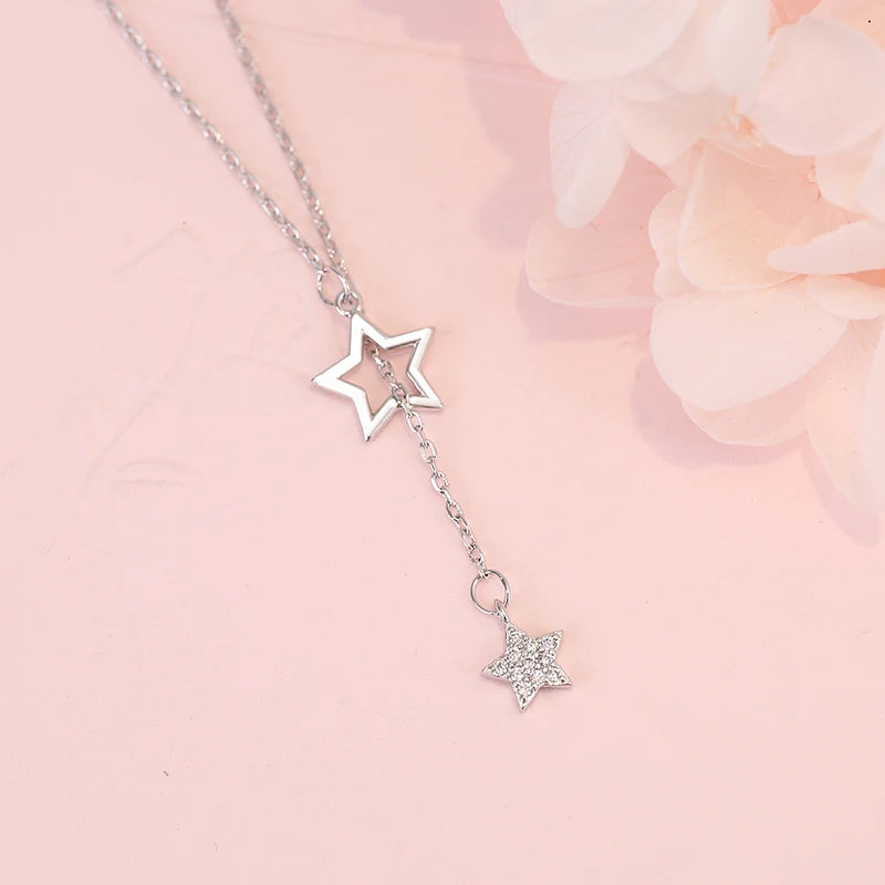 Silver Cute Shiny Star Choker – Enchanting Pendant Necklace for Women | Perfect Christmas Gift