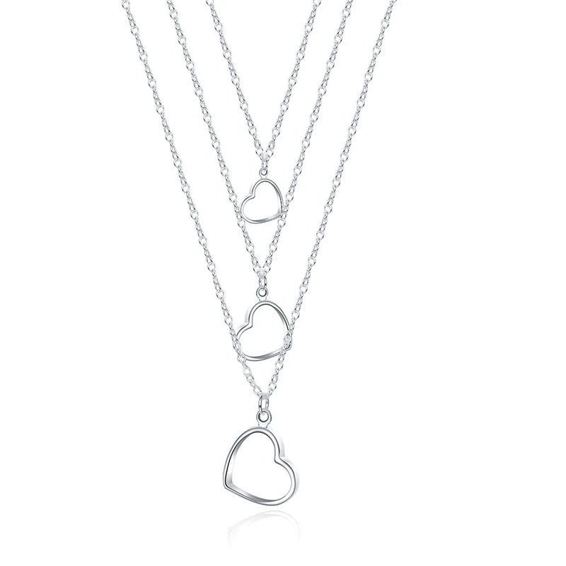 Collier pendentif trois cœurs en argent pour femme – Bijoux de mariage, de fiançailles et de fête