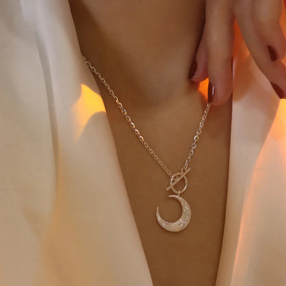 Silver Crescent Moon Necklace for Women - Clavicle Necklace