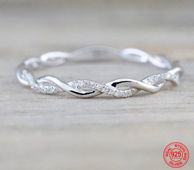 Bague torsadée en argent pour femme – Bijoux de mariage tendance