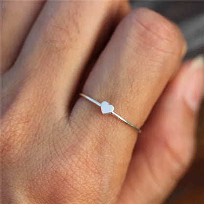 Female Small Heart Adjustable Ring Fashion Silver Love Ring Cute Gold Color Promise Wedding Ring for Women