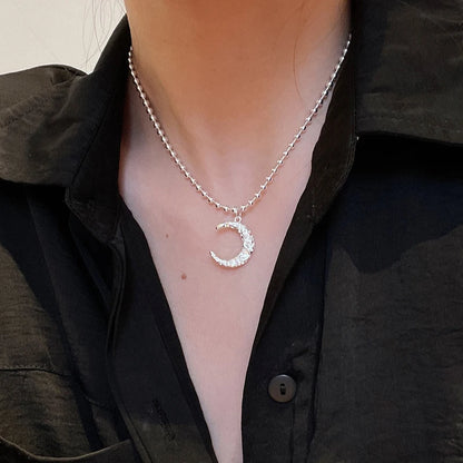 Silver Crescent Moon Necklace for Women - Clavicle Necklace