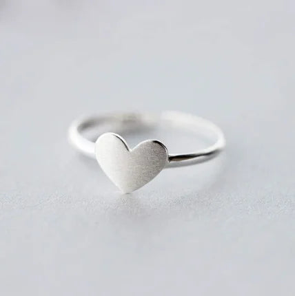 Bague ajustable en forme de petit cœur pour femme, bague d'amour tendance en argent, jolie bague de mariage de couleur or pour femme