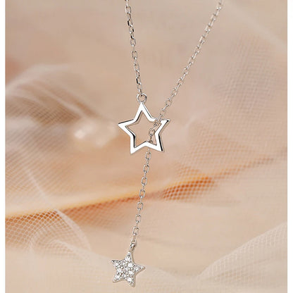 Silver Cute Shiny Star Choker – Enchanting Pendant Necklace for Women | Perfect Christmas Gift