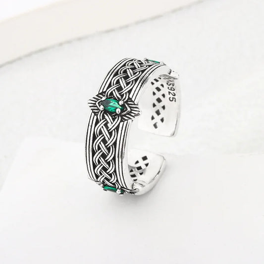 💎 Bague ajustable à motif rétro en argent – ​​Bague cocktail ajustable en argent