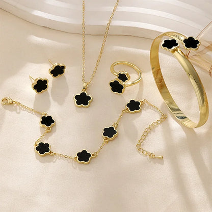 5 Piece Four Leaf Clover Jewelry Set for Women