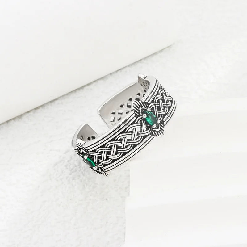 💎 Silver Retro Pattern Adjustable Ring – Adjustable Silver Cocktail Ring