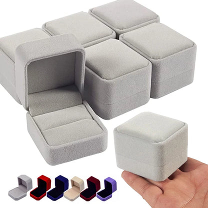 Set of 6 Velvet Ring Boxes – Available in Various Colors