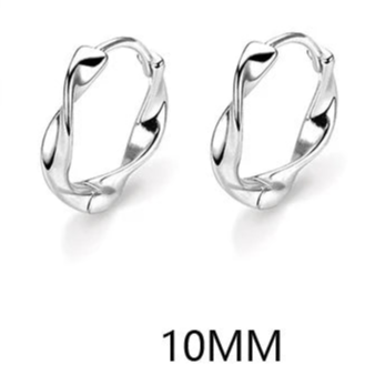 Boucles d'oreilles créoles Mobius à vagues géométriques en argent pour femmes, bijoux fins