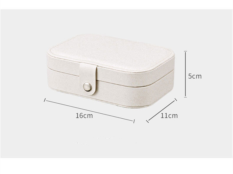 Portable Leather Jewelry Box - Compact Travel Case with Zipper and Snap