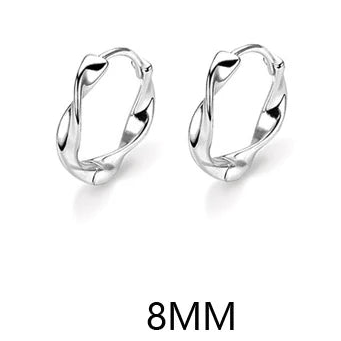 Boucles d'oreilles créoles Mobius à vagues géométriques en argent pour femmes, bijoux fins