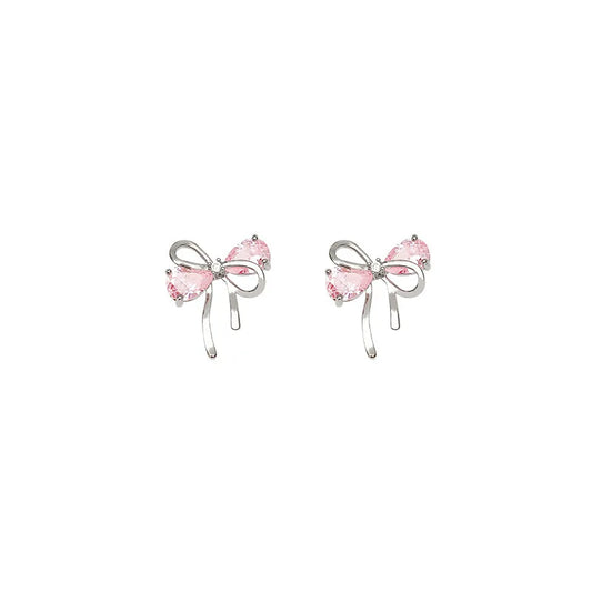 Boucles d'oreilles à tige en argent et zircone rose pour femme - Piercing, mariage, bijoux de luxe