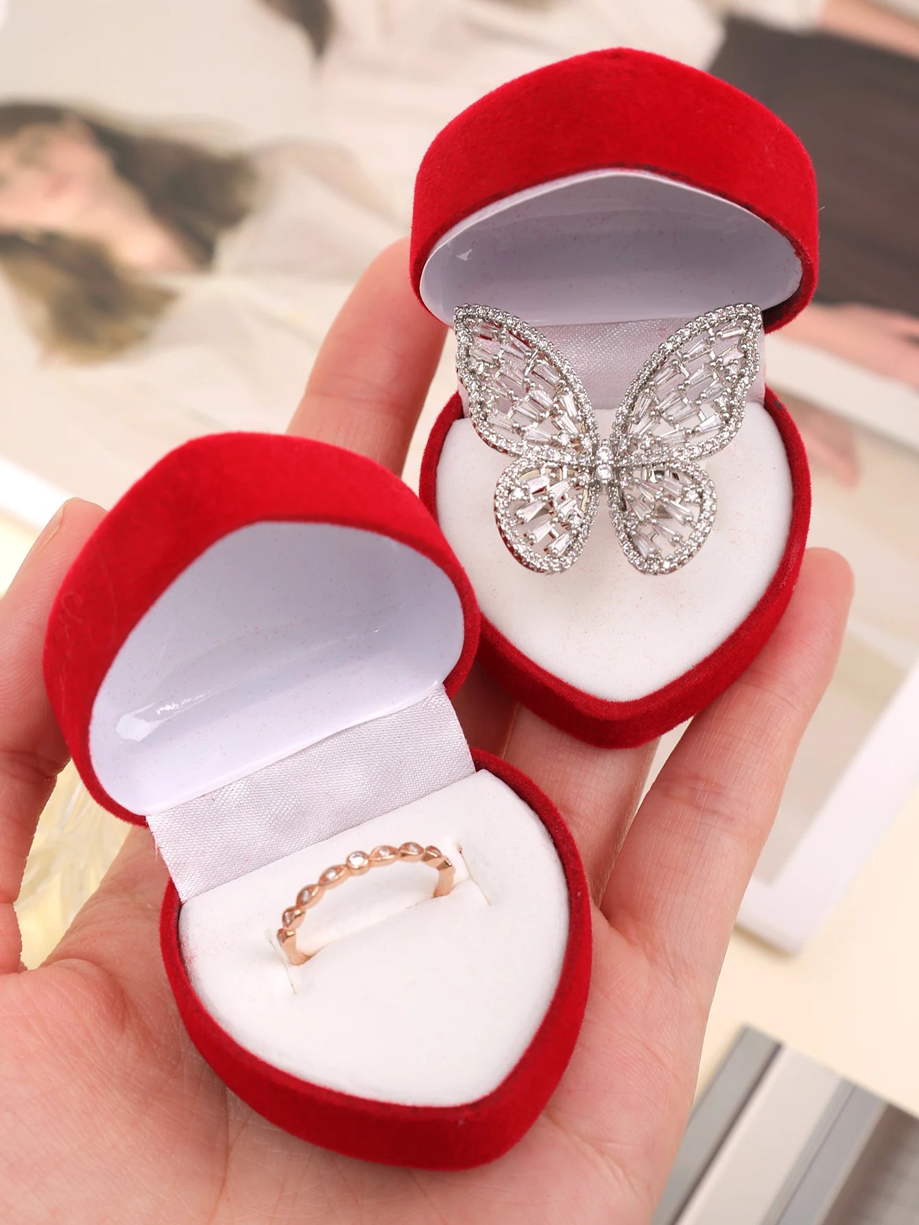 Coffret à bijoux romantique en forme de cœur