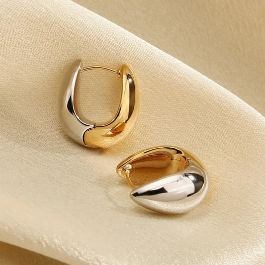 Silver Vintage Gold Oval Earrings for Women - Trendy Earrings Jewelry - Allergy Free - Party Accessories Gift