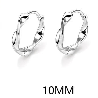 Boucles d'oreilles créoles Mobius à vagues géométriques en argent pour femmes, bijoux fins