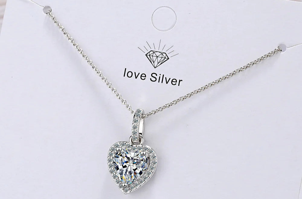 Silver Zirconia Heart Pendant Necklace For Women – Luxury Designer Jewelry &amp; Trendy Gift