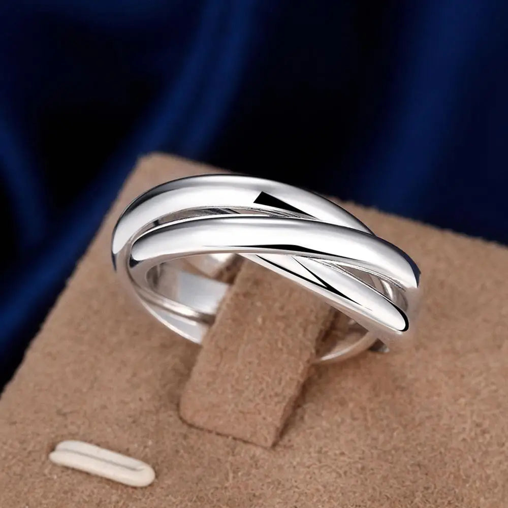 Silver Three Round Women Rings Fine Jewelry Wholesale Trending Products GaaBou Jewelry