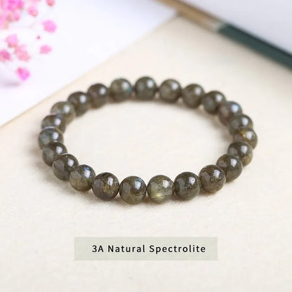 Natural Spectrolite Bead Bracelet – Elastic &amp; Timeless