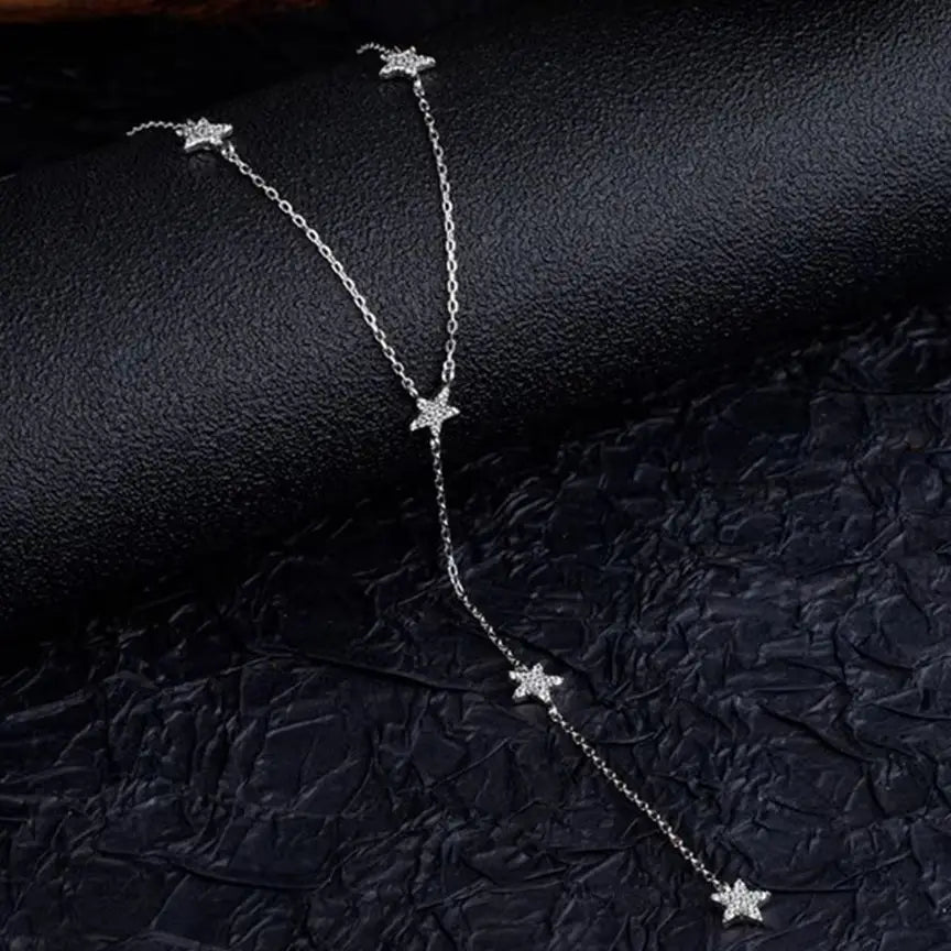 Collier étoile en argent véritable – Bijoux de luxe avec 9 breloques brillantes et zircones