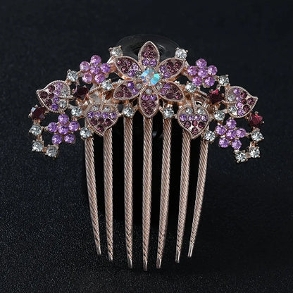 Pince à cheveux élégante en forme de fleur en strass – Accessoire de coiffure élégant pour femme