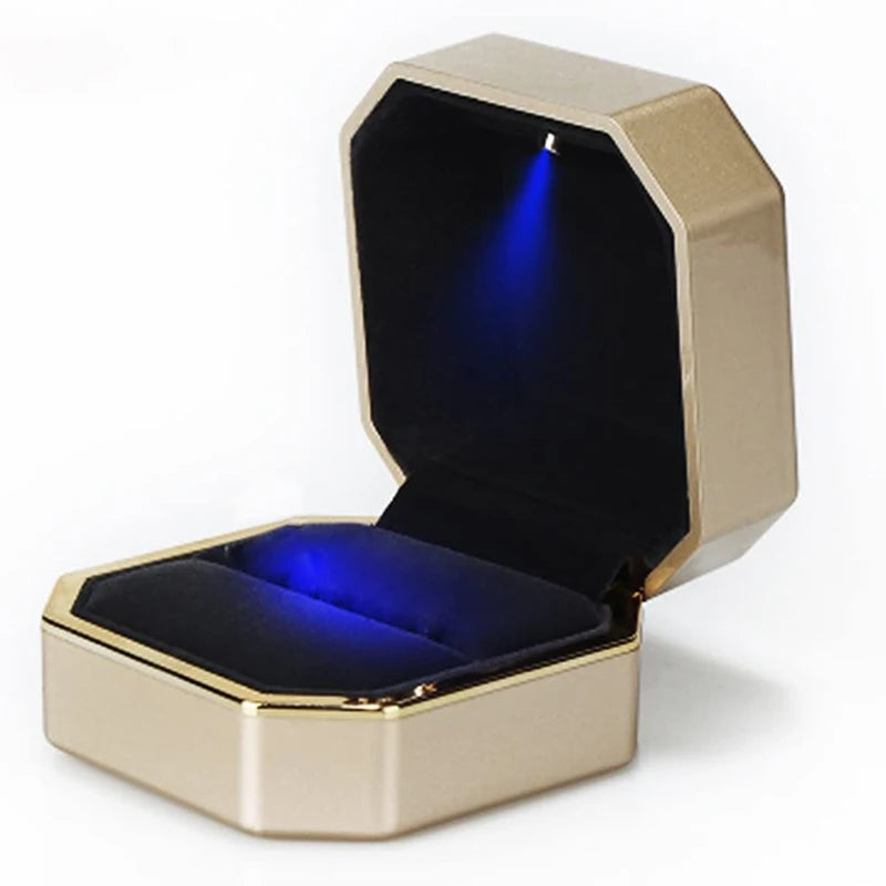 Coffret à bijoux LED de luxe – Présentoir en velours pour bagues, colliers et pendentifs