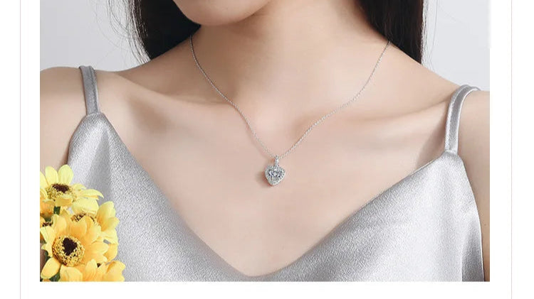 Collier pendentif coeur en argent et zircone pour femme – Bijoux de créateur de luxe et cadeau tendance