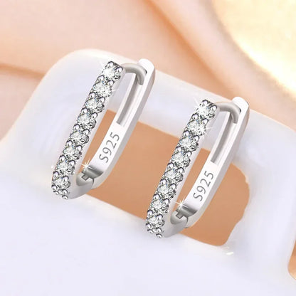 Trending Product- Silver Crystal Jewelry Fashion Zircon Circle Pendant Earrings for Women Wedding Party Gifts 