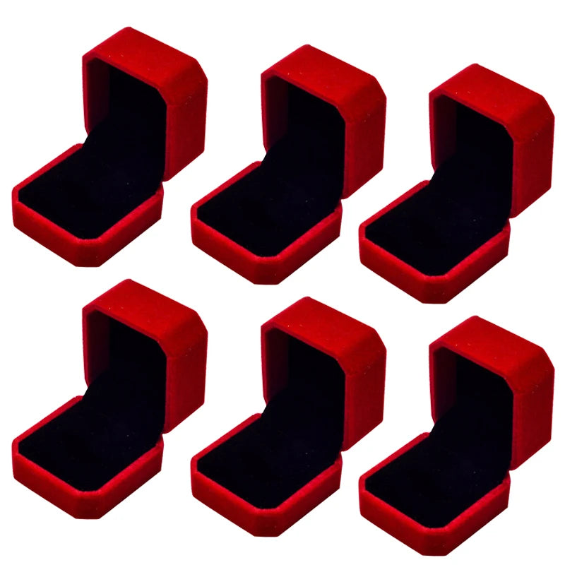 Set of 6 Velvet Ring Boxes – Available in Various Colors