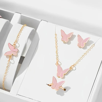 5 Piece Insect Butterfly Jewelry Set – Necklace, Bracelet, Earrings and Ring