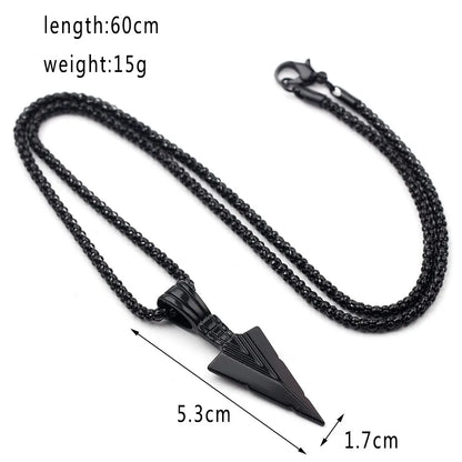 Trendy Triangular Spearhead Necklace – Unisex Arrow Pendant (Silver, Gold, Black)