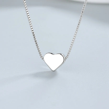 Silver Heart or Star Pendant Necklace Simple Charm Clavicle Necklace for Women Jewelry Gift 