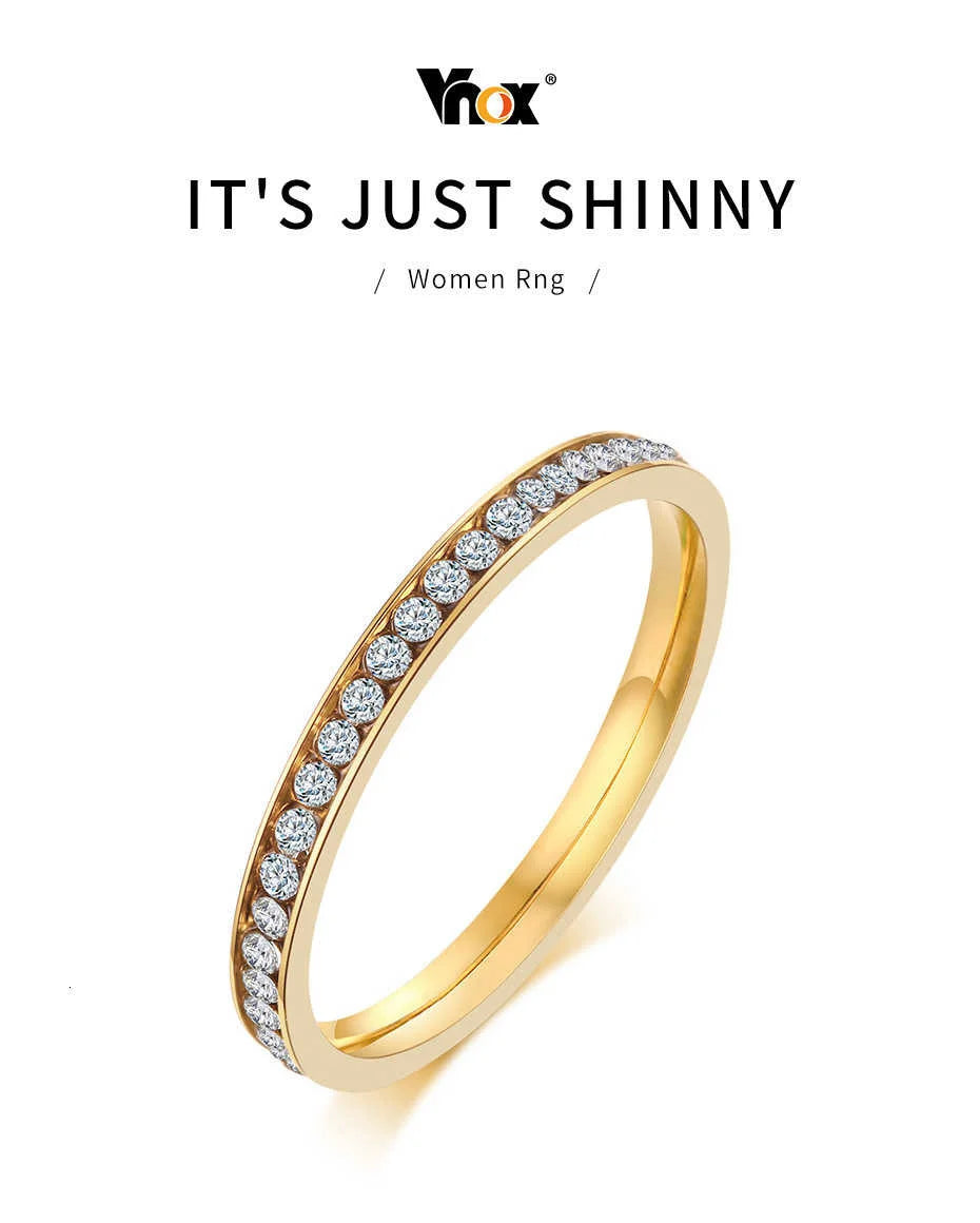 ✨ Vnox 2mm Gold-Colored Stainless Steel Ring with Bling Zircon – Elegant and Trendy 💎