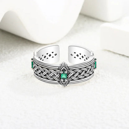 💎 Silver Retro Pattern Adjustable Ring – Verstelbare Zilveren Cocktailring