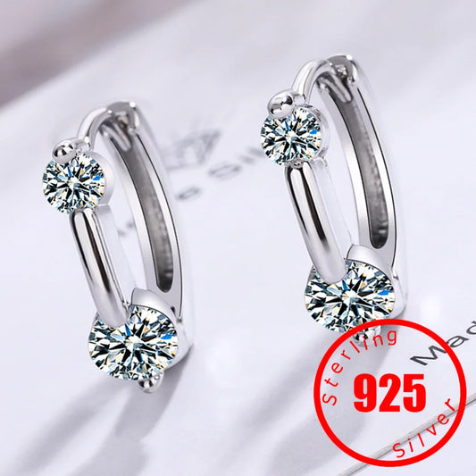 925 Sterling Silver Fashion Simple Shiny Crystal Star