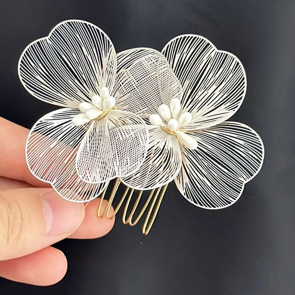 Wedding Hair Combs – Alloy Flower Hairpin Clips for Women – Bridesmaid Hair Accessories