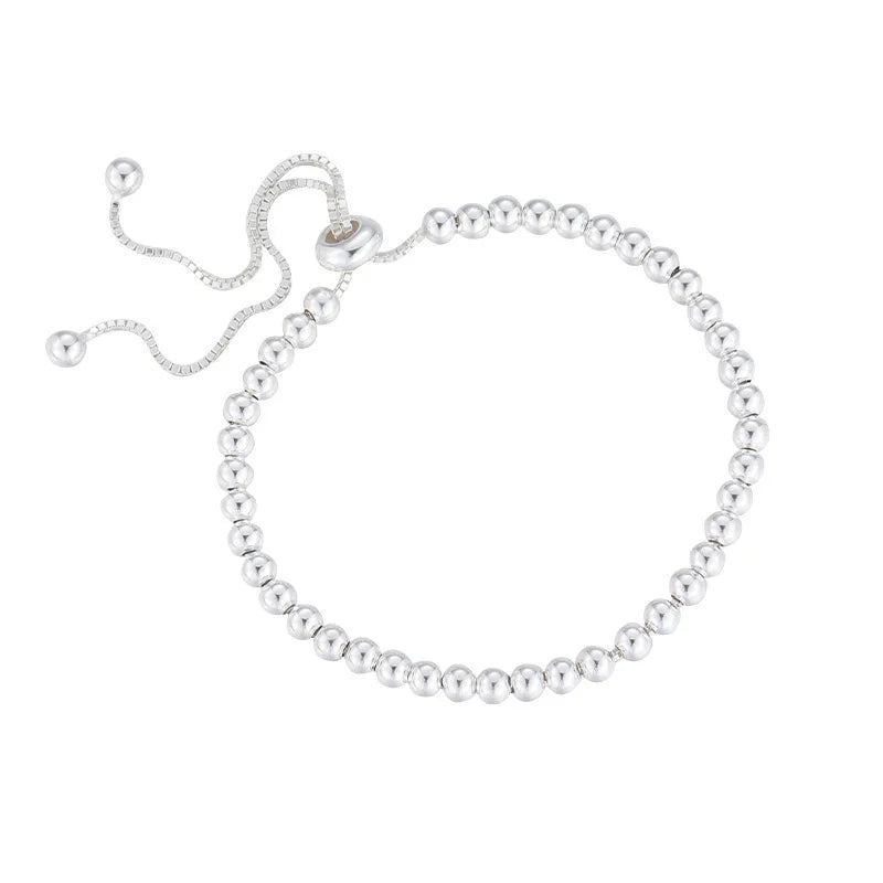 Bracelet en argent massif pour femme et homme – Bracelet en perles géométriques fait main 